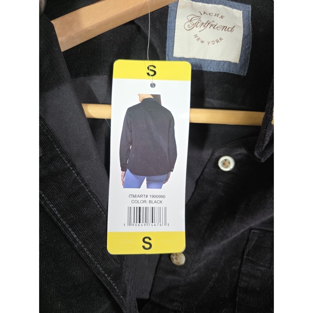 Jachs Girlfriend Black Corduroy Button Up Shirt Women's Small NWT Collared - Picture 6 of 10